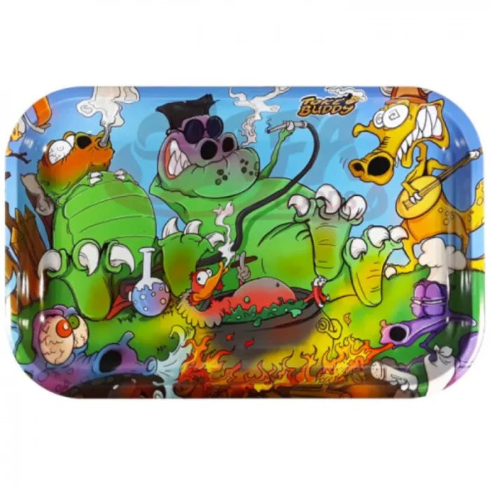 TOKE BUDDY METAL ROLLING TRAY MEDIUM 7 X 11 - DINOSAURS