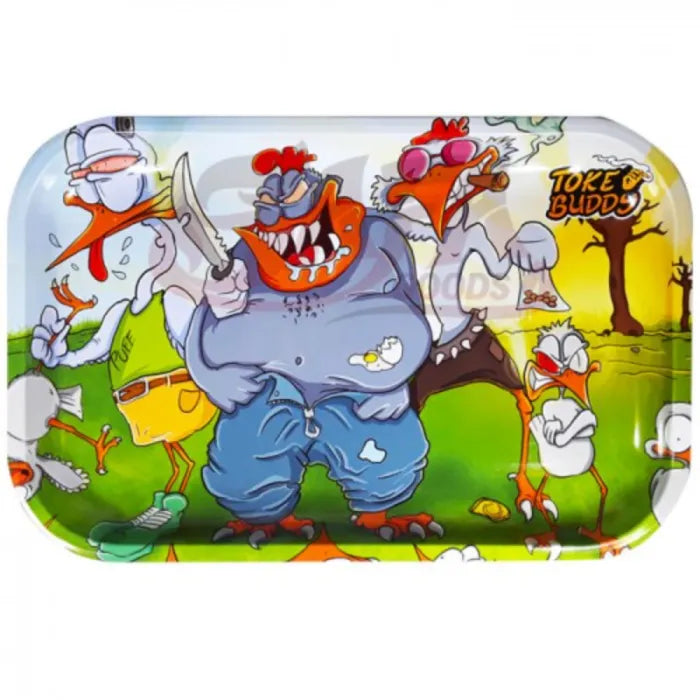 TOKE BUDDY METAL ROLLING TRAY MEDIUM 11 - BIRDS 2