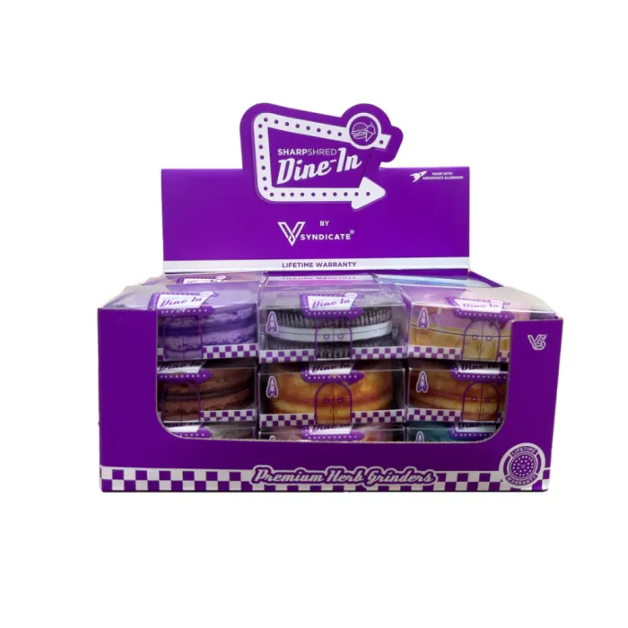 V-SYNDICATE DINE-IN GRINDER ALUMINUM 63MM - ASSORTED