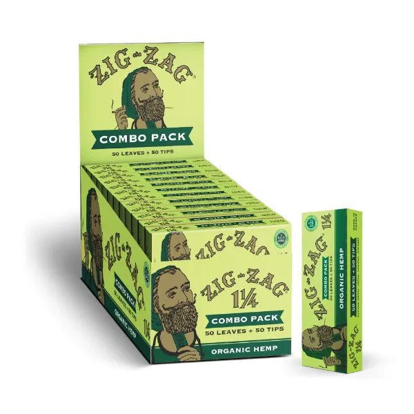 ZIG ZAG PAPER COMBO PACK 1 1/4 W/TIPS ORGANIC HEMP