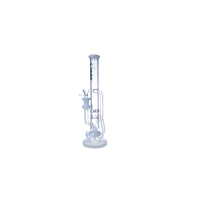 Clover 13" Ball Perc Recycler Straight Tube Waterpipe - Colors May Vary - (1 Count)