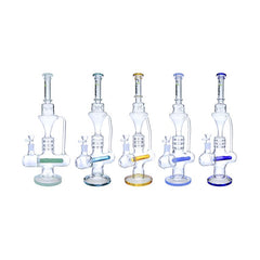 Clover 17" Inline Perc Recycler Waterpipe - Colors May Vary - (1 Count)