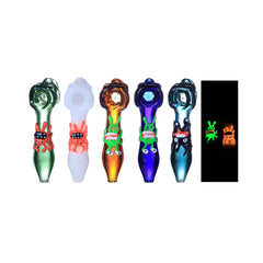 Clover 4.7" Slime Character Glow in the dark Handpipe -Colors May Vary - (1 Count)