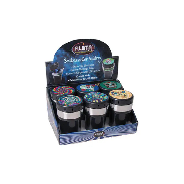 FUJIMA SMOKELESS CAR ASHTRAY W/USB CHARGER & FILTER EX21
