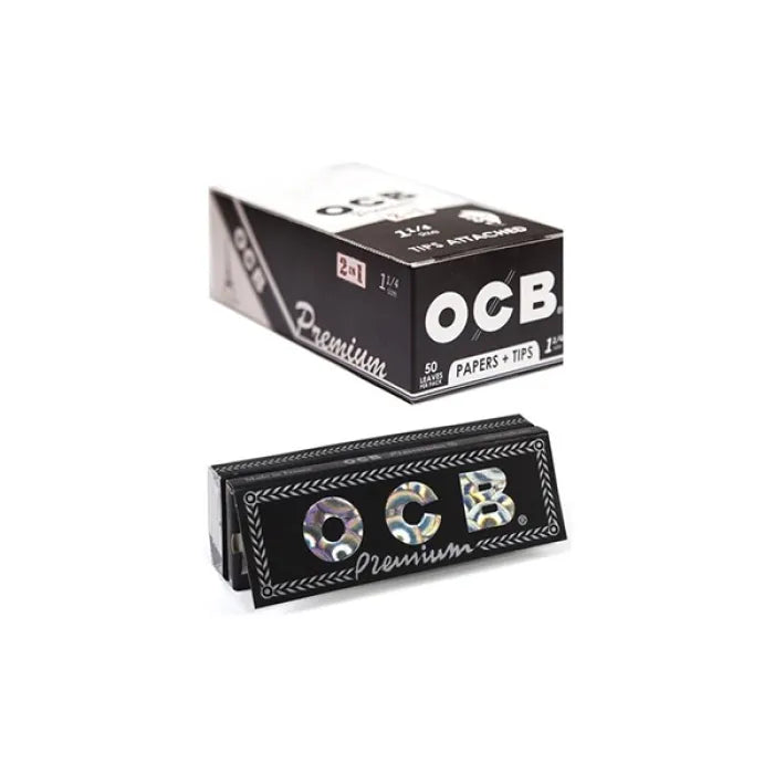 OCB PREMIUM BLACK BOX 1 1/4 PAPERS WITH TIPS