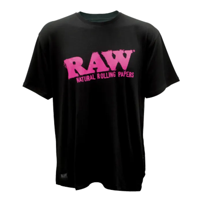 RAW CORE COTTON BLACK SHIRT WITH PINK LOGO