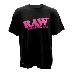 RAW CORE COTTON BLACK SHIRT WITH PINK LOGO