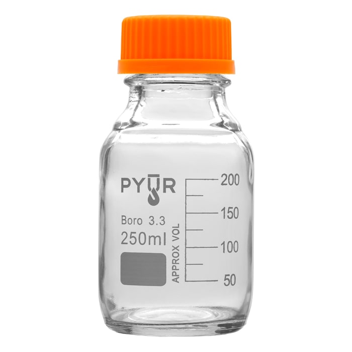 Pyur 250ml Glass Concentrate Beaker Reagent Media Storage Bottle GL45 Screw Cap - (1 Count)