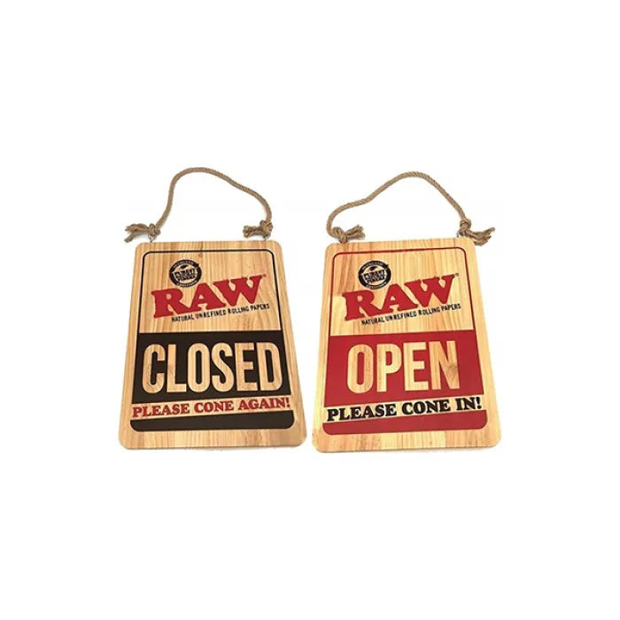 RAW WOOD OPEN/CLOSE SIGN