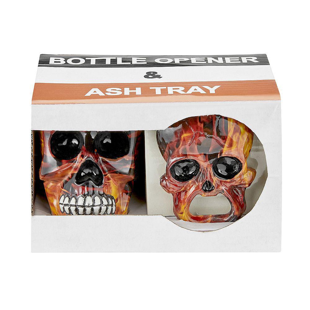 Skull Ash Tray & Bottle Opener Set - (1 Count)