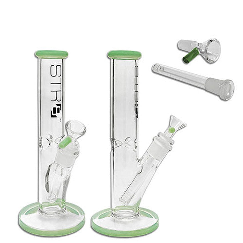 STR8 10" Water Pipe Straight Tube W/ Ice Catcher - Various Colors - (1 Count)