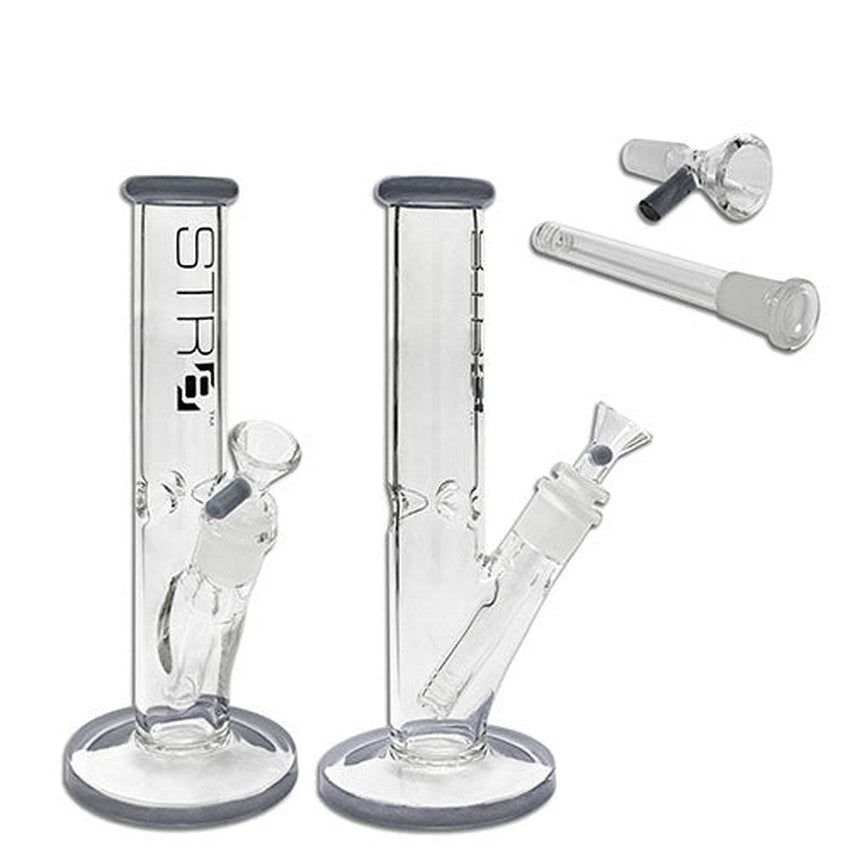 STR8 10" Water Pipe Straight Tube W/ Ice Catcher - Various Colors - (1 Count)