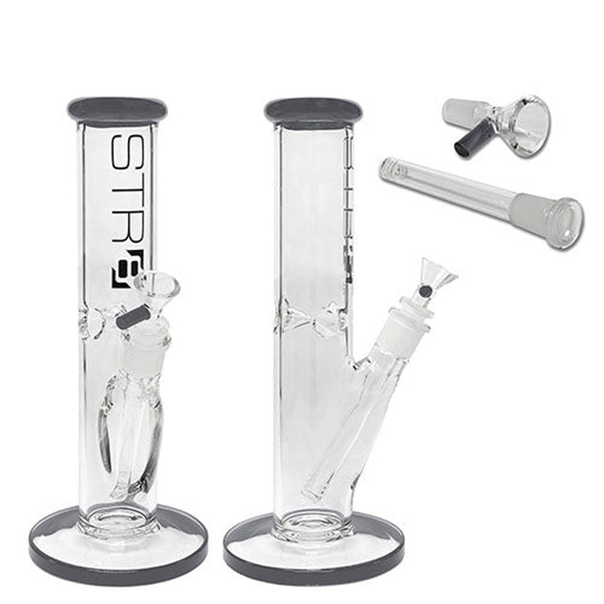 STR8 12" Water Pipe Straight Tube W/ Ice Catcher - Various Colors - (1 Count)