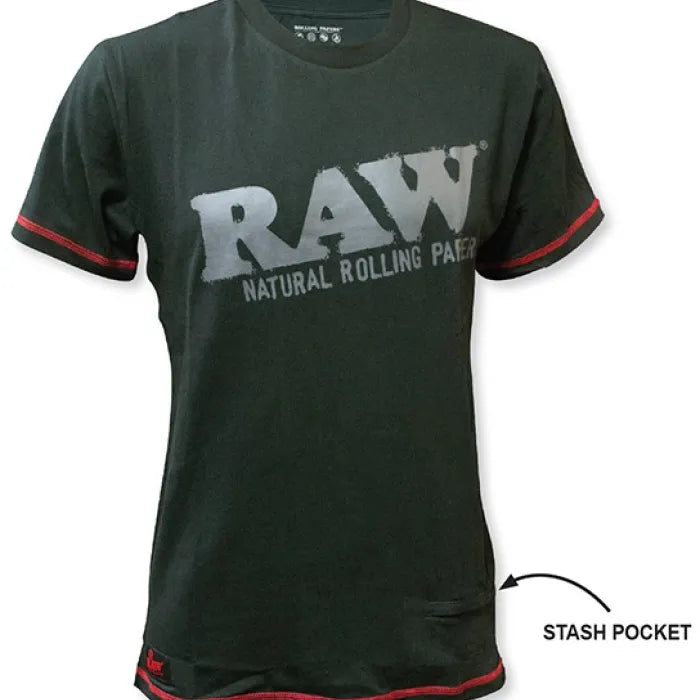 RAW COTTON BLACK SHIRT WITH ZIPPER POCKET