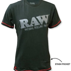 RAW COTTON BLACK SHIRT WITH ZIPPER POCKET