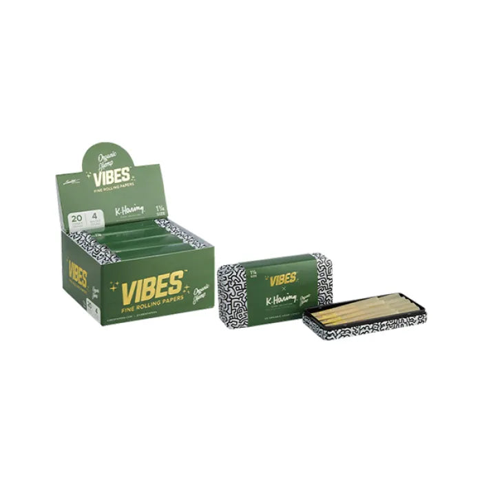 VIBES CONES K. HARING 1 1/4 ORGANIC HEMP GREEN