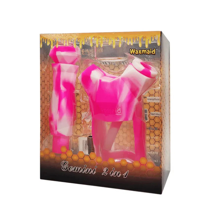 Waxmaid Gemini 2-IN-1 Water Pipe & Dab Straw Kit - Various Colors - (1 Count)