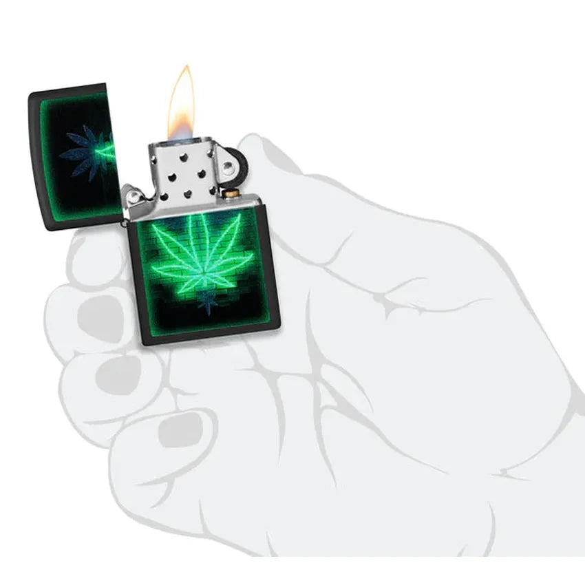 ZIPPO  Black Light Gleaming Leaf Design Lighter - (1 Count)