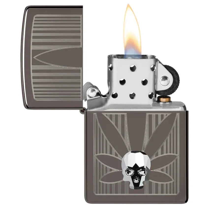 ZIPPO Leaf and Skull Black Ice Lighter - (1 Count)